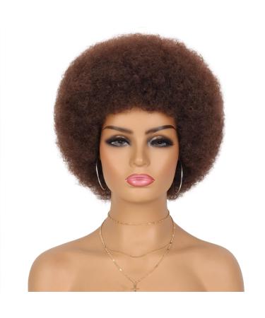 G&T Wig 70s Afro Wigs for Black Women, Dark Brown Afro Puff Wigs Bouncy and Soft Natural Looking Full Wigs for Daily Party Cosplay Costume(33#)