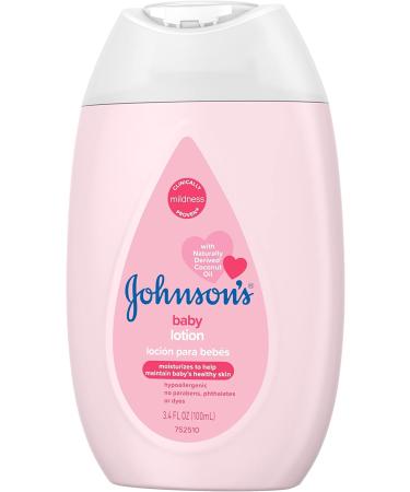 Johnson's Hypoallergenic Baby Lotion with Coconut Oil - Paraben & Dye-Free - Moisturizing Care for Delicate Skin - 3.4 Fl. Oz (Pack of 3 - Buy Online on GoSupps.com