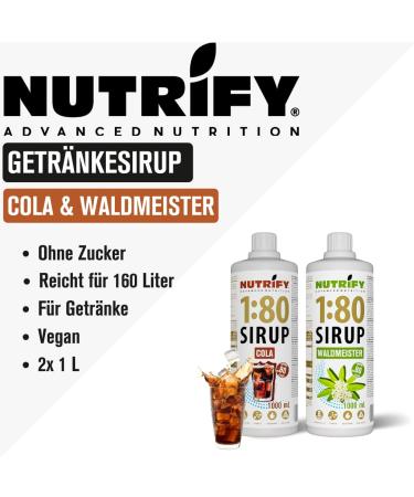 Nutrify Vital Fitness Drink 1:80 Syrup Set - Waldmeister & Cola - Sugar-Free Low-Calorie Sports Beverage Concentrate with Vitamins & L-Carnitine - 2x1L Pack (160L Total) - Buy Online on GoSupps.com
