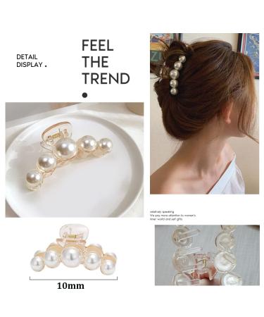 White Large Pearl Hair Claw Clips - Strong Hold Barrettes for Women | Ideal for Daily, Birthday, Wedding Wear | Nonslip Hair Accessories for Thick or Thin Hair - Buy Online on GoSupps.com