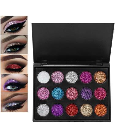 15 Colors Eyeshadow Palette Eyeshadow Makeup Glitter Eyeshadow for for Glamorous Eye Makeup Waterproof Glitter Eyeshadow Palette - Buy Online on GoSupps.com