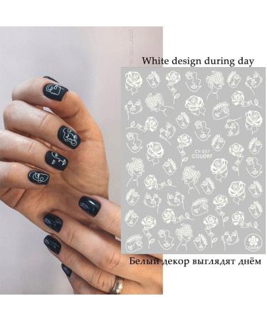 Nail Art Decoration Slider DIY Nails Decals Face Abtract Luminous 3D Nail Sticker Flower Design(CY-039) - Buy Online on GoSupps.com