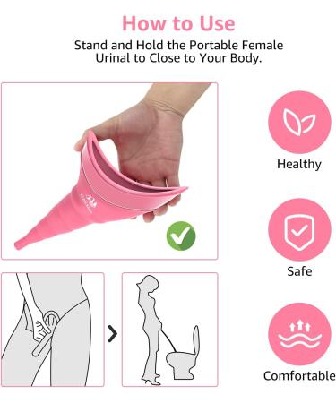 OLINS KAKO Female Urinal - Portable Reusable Silicone Funnel for Women - Perfect for Camping, Hiking, Travel - Pink - Buy Online on GoSupps.com