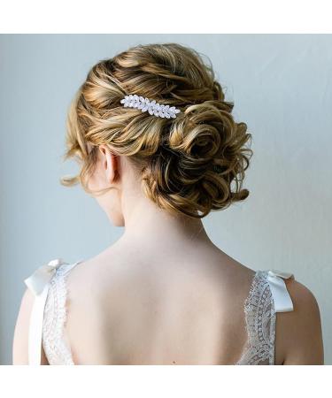 WHAVEL 2PCS Crystal Hair Barrettes - Rhinestone Leaf French Barrette Set for Wedding, Bride, Bridesmaid - B. Rose Gold/Silver - Buy Online on GoSupps.com