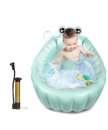 Inflatable Baby Bathtub, Portable Infant Baby Bath Tub Toddler Tub Non Slip Travel Bathtub with Air Pump, Green