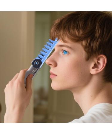 Foldable Folding 2 in 1 Pocket Beard Oilkop Barber Styling Tool Clipper for Hair Beards Mustaches Daily Care Blue - Buy Online on GoSupps.com