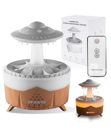 Rain cloud humidifier diffuse humidifier for essential oil micro-air humidifier with 7 colors LED lights and raindrops sound help with sleeping at home office room 500ml wood mason