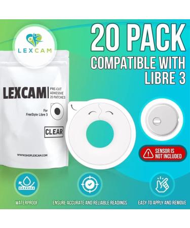 Adhesive Freestyle Libre 3 Sensor Covers - Pack of 20 Waterproof Transparent Patches for Glucose Monitoring - Buy Online on GoSupps.com