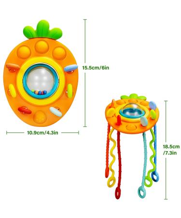 Buy Jiosdo Montessori Sensory Baby Toys - Silicone Pull String Rattle & Engine Toys (6 Months - 1 Year) - Orange Carrot - Buy Online on GoSupps.com