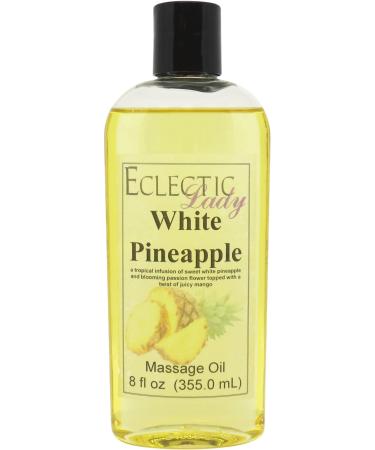 White Pineapple Massage Oil 8 oz With Sweet Almond Oil and Jojoba Oil Preservative Free Perfect for Aromatherapy and Relaxation 8 Ounce