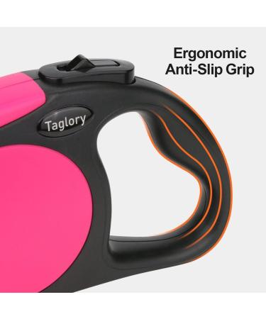 Taglory No-Tangle Retractable Dog Lead 5m - Heavy Duty Nylon Tape for Small/Medium Dogs up to 20kg - Pink - Buy Online on GoSupps.com