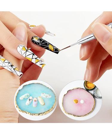  Uposao Nail Art Palettes Resin Mixing Palette Color Mixing Tray Gold Stand for Makeup Beauty Nail Art - Buy Online on GoSupps.com