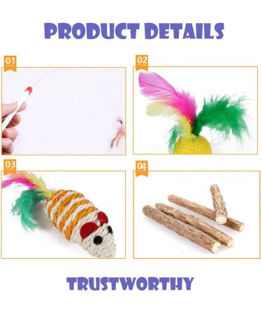 Shop Mqian 25 PCs Cat Toys Set - Fun Kitten Mouse & Variety Pack with Balls & Feathers for Happy Cats - Buy Online on GoSupps.com