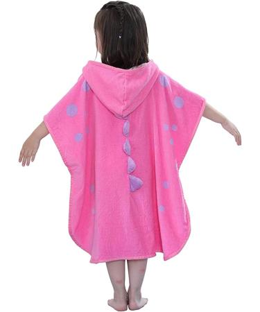 Cartoon Dinosaur Hooded Towel for Kids 0-4 Years Pink - 22x43 inch Bath Poncho for Boys and Girls - Buy Online on GoSupps.com