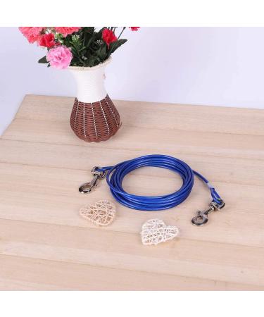 Dog Tie Out Cable 16.4ft Chew Proof Long Steel Wire Double Heads Tieout Leash for Small Medium and Larger Dog Outdoor Walking Camping Picnic(Blue) As shown - Buy Online on GoSupps.com