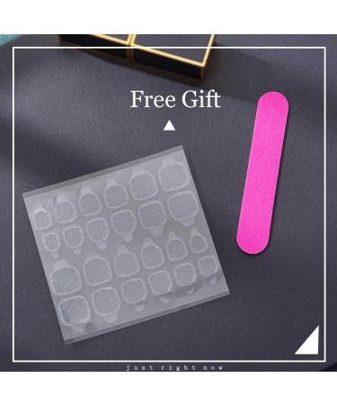 Blindery French Square Press on Nails - Pink Glossy Glitter - 24PCS - Buy Online on GoSupps.com