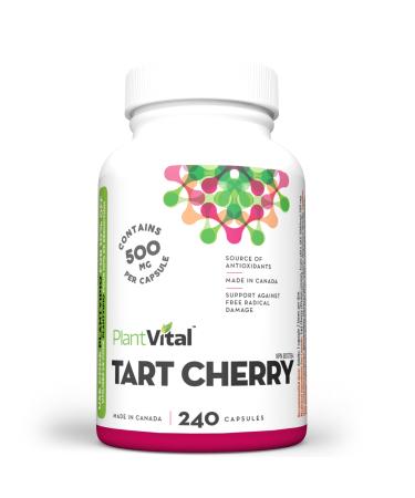PlantVital Tart Cherry Capsules -10 000mg Per Day -10:1 Cherry Extract - Montmorency Tart Cherry Supplement for Antioxidants - Made in Canada - 2 Months Supply -120 Capsules (240 Count (Pack of 1))