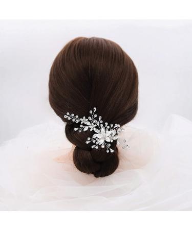 Rhinestone Wedding Hair Clips - Handmade Crystal Flower Barrette for Brides - Bridal Hair Accessories for Women - Vintage Bridesmaids Headpiece - Buy Online on GoSupps.com
