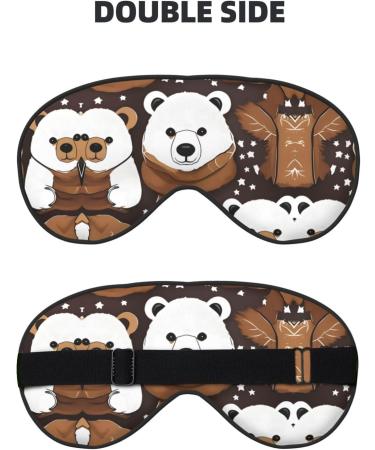 Ultra-Soft Light-Blocking Eye Mask - White Bear & Brown Bear Print for Comfort & Restful Sleep | International Shipping Available - Buy Online on GoSupps.com