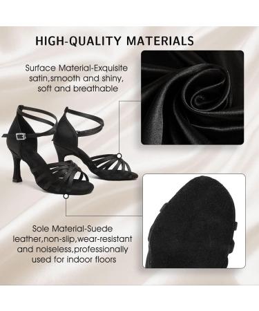 RUYBOZRY Latin Dance Shoes for Women - Satin Standard Model 802QB - 8.5cm Heel Size 36 EU - Black - International Shipping Available - Buy Online on GoSupps.com