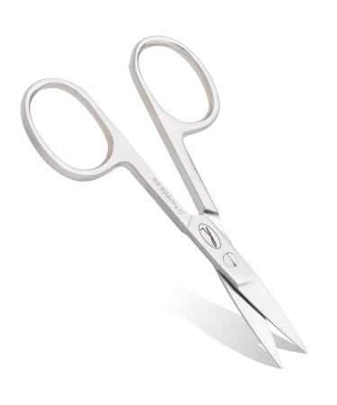 Fine Lines - Thick Nail Scissors - Stainless Steel STRAIGHT Scissor for Women & Men -Silver Manicure Scissors for Nails Cuticle & Hair Trimming- Suitable for Manicure Pedicure Hair & Beard Grooming Thick Straight Silver