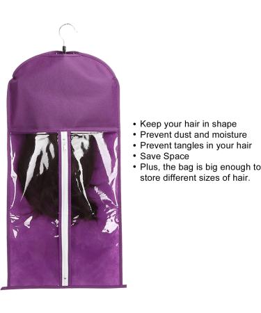 Wig Bags Storage with Hanger Hair Extensions Storage Bag Portable Dustproof Hair Extensions Carrier Holder with Zipper for Travel Daily Use(Purple) - Buy Online on GoSupps.com