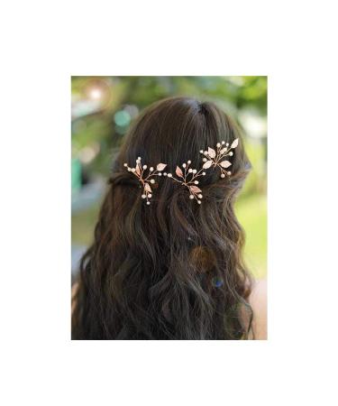 Gracewedding Bridal Rose Gold Crystal Hair pins Women Headpiece Wedding Hair Accessories-Bridal Hair Accessories Vintage Wedding Hair Jewelry for Party and Evening