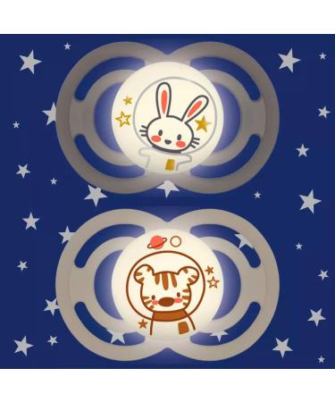 MAM Perfect Night Skin Soft Silicone Pacifier Set - Bright 6-16 Months 4 Pack with Fairy Tale Friends & 2 Sterilizer Transport Boxes - International Shipping Available - Buy Online on GoSupps.com