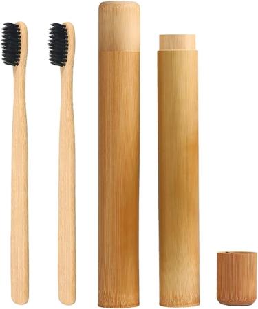 Yueser Bamboo Toothbrush Set | Eco-Friendly Travel Toothbrush Holder & Portable Bamboo Tube for Sustainable Living - Buy Online on GoSupps.com