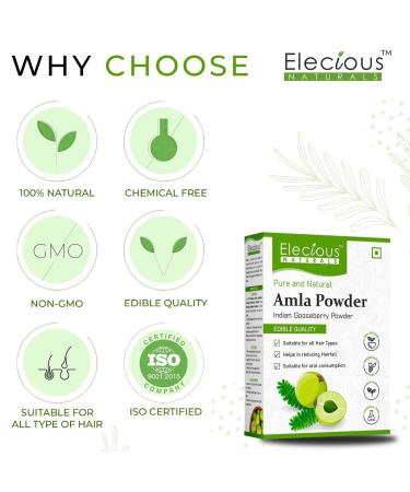 Elecious Amla Powder for Hair Growth - Natural 250g | Vegan Hypoallergenic Unflavored Indian Gooseberry for All Hair Types - Buy Online on GoSupps.com