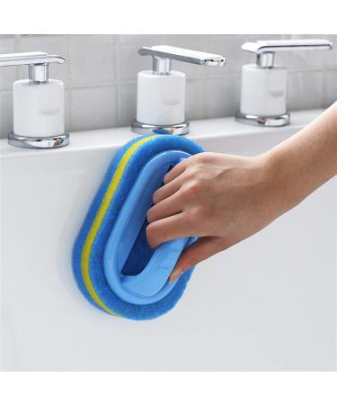 TRUSTTWO Kitchen Cleaning Bathroom Toilet Kitchen Glass Wall Cleaning Bath Brush Handle Sponge Bath BottomBathtub Ceramic Cleaning Tools The New Blue - Buy Online on GoSupps.com