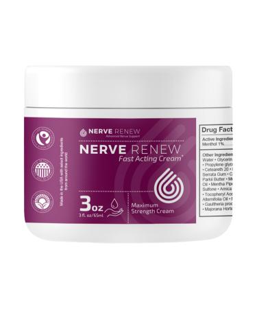 NERVE RENEW Maximum Strength Fast-Acting Nerve Cream - Targeted Ethoxydiglycol Capric Triglyceride Arnica Cream Formulation for Soothing Comfort - 3 fl. oz/65 ml 3 Oz (Pack of 1)
