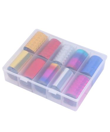 Nail Art Transfer Stickers Colored Foil Starry Glitter Set for Beauty Personal Care Wraps Mix Color Accessories Decals 10 Rolls/box(15)