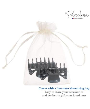 Parcelona French Classic Small Celluloid Hair Claw Clip - No Slip Grip - Made in France (Solid Black) - Buy Online on GoSupps.com
