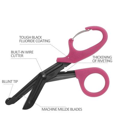 2 Pack Trauma Shears 5.8 Inch Stainless Steel Medical Scissors with Carabiner - Black+Burgundy - Buy Online on GoSupps.com