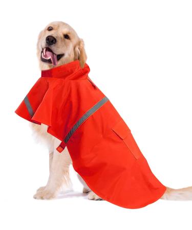 ocsoso Pet Rainy Days Slicker Brush Red Reflective Raincoat Red L