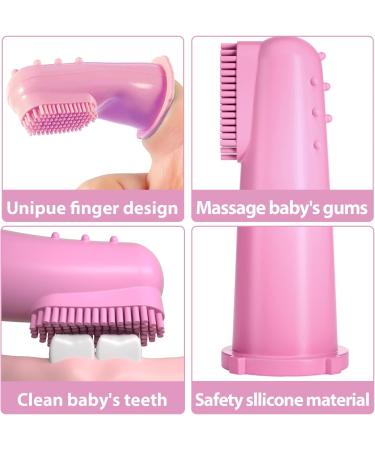 Silicone Finger Toothbrush for Toddlers and Baby Teething Massager - Gentle Oral Hygiene Training - 3 Pack (Girls) - Buy Online on GoSupps.com