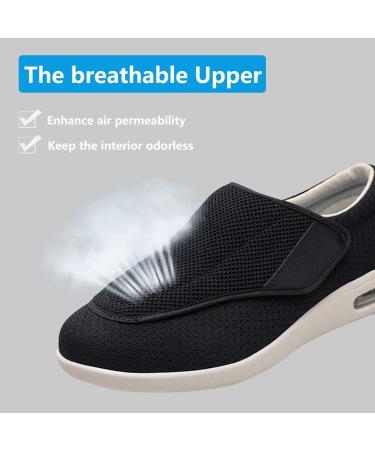 Womens Adjustable Diabetic Shoes | Pain Relief Slip On Slippers Orthopedic with Memory Foam | Wide Width Lightweight for Seniors | Black - Size 9 Wide - Buy Online on GoSupps.com