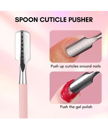 Makartt Cuticle Pusher Cuticle Remover Dual Ended Stainless Steel Nail Cleaner Tool Gel Nail Polish Remover Manicure Pedicure Tool Pink 02 - Buy Online on GoSupps.com