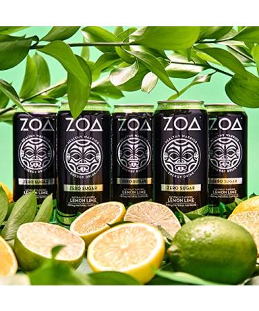 ZOA Zero Sugar Energy Drink - Lemon Lime 12 Pack | 160mg Natural Caffeine, Supports Immunity & Focus - Buy Online on GoSupps.com