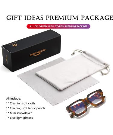 AIEYEZO Square Thick Frame Blue Light Glasses for Men & Women - Trendy Tortoise Fashion Eyewear (54mm - Buy Online on GoSupps.com