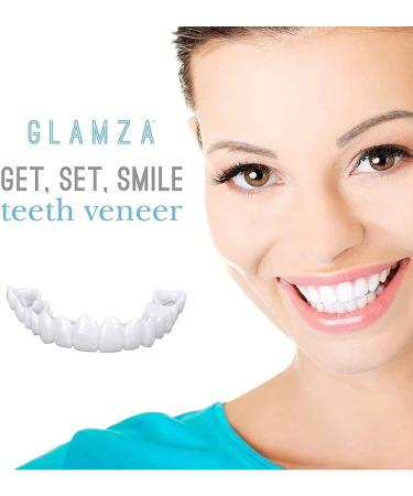 Giural 2 pairs of veneer snaps teeth grab veneer teeth false teeth immediate veneer prostheses false on teeth men and women (top and bottom)