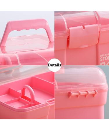 Kinsorcai 11'' Plastic Storage Box with Removable Tray - Pink | Multipurpose Organizer for Art, Craft, and Cosmetic - Buy Online on GoSupps.com