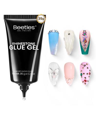 Beetles 35ML Rhinestone Glue for Nails Gel Nail Glue for Nail Charms Decoration Super Strong Bling Gel for Nail Gem Glue Nail Art Jewels Nail Crystals Beads Diamonds 3D Beauty Gift 2-35ML Nail Rhinestone Glue