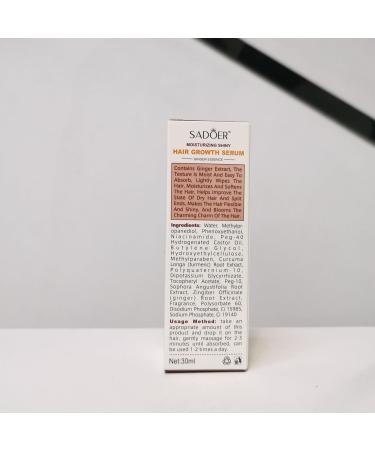 SADOER Ginger Hair Growth Oil - Plant-Powered Serum for Stronger Thicker Hair | Anti-Hair Loss Solution for Women & Men (3 Pack - Buy Online on GoSupps.com