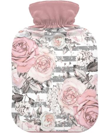 Premium 1L Heat Bottle Durable Warm-Up Bag for Pain Relief & Heating Therapy | Grunge Striped Pink Floral Design - Buy Online on GoSupps.com