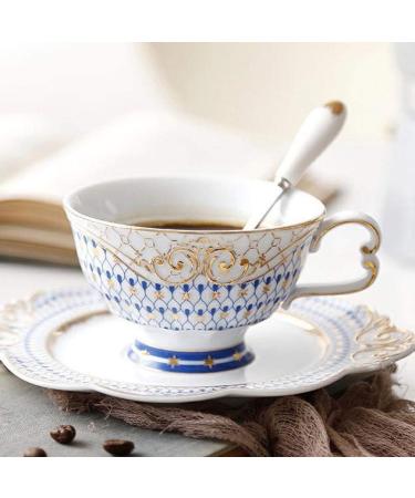 Coffee Cup Ceramic Relief Vintage and Saucer Cup Breakfast Kitchen Home Office Timpani (Color : B) - Buy Online on GoSupps.com