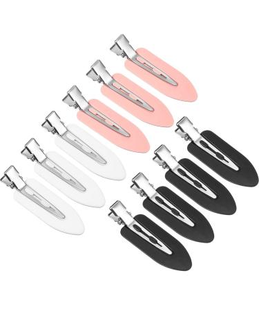 ZEVONDA 10 Pcs No Bend Hair Clips - Girls Women Makeup No Crease Hair Clip Hairdressing Hairpins Creaseless Pin Clips for Hair Styling & Hairstyle Collocation (Pink White Black) Black*4 + White*3 + Pink*3