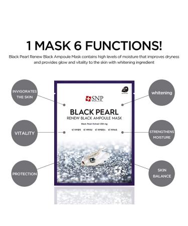 SNP Black Pearl Renew Ampoule Mask - 10 Sheets, 0.84 fl oz Each for Radiant Skin - Buy Online on GoSupps.com