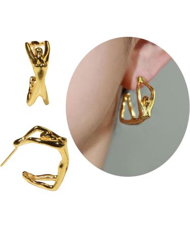 ROYALEAD Irregular Body Shape Stud Earrings Unique Piercing Earrings Fashion Jewelry Simple Punk Earrings for Women Girls Gold-color - Buy Online on GoSupps.com
